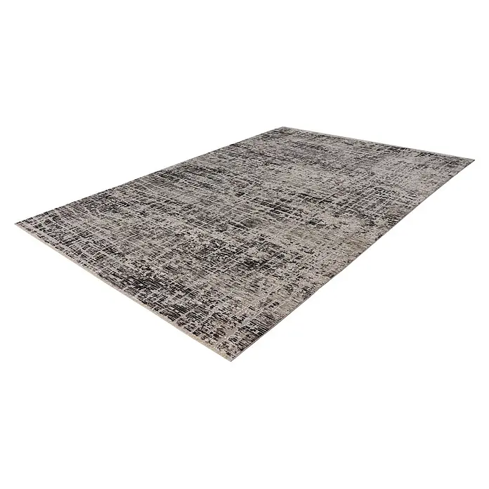 Kayoom Kurzflorteppich Amora 260 - Grau, 170 x 120 cm, 100 % Polyester - Rechteckiger Teppich in Grau und Schwarz mit abstraktem linearem Muster.