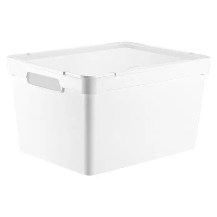 Aufbewahrungsbox Maya - L x B x H: 36,5 x 28,5 x 20,4 cm, Kunststoff, Weiß - Weiße Kunststoff-Aufbewahrungsbox mit passendem Deckel und integrierten Griffen.