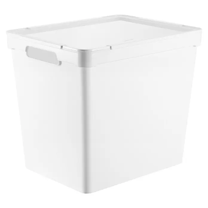 Aufbewahrungsbox Maya - L x B x H: 36,5 x 28,5 x 31,4 cm, Kunststoff, Weiß - Weiße Kunststoff-Aufbewahrungsbox mit passendem Deckel und integrierten Griffen.