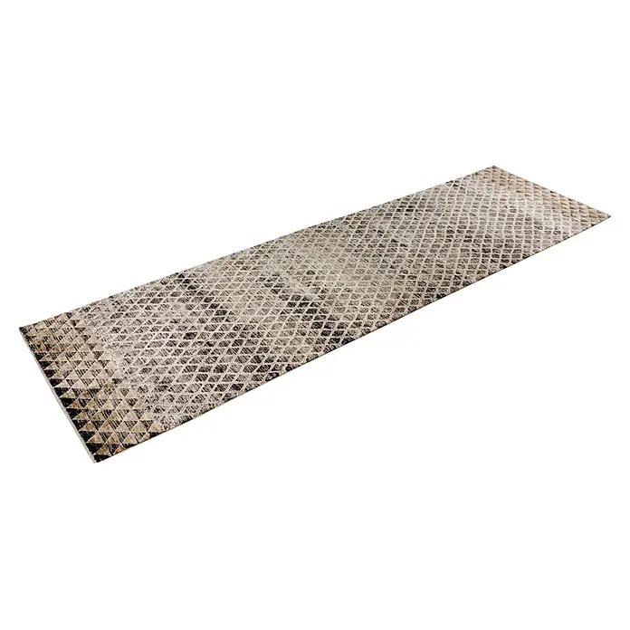 Kayoom Kurzflorteppich Amora 261 - Grau, 300 x 240 cm, 100 % Polyester - Rechteckiger Teppich mit geometrischem Rautenmuster in Beige, Braun und Schwarz.