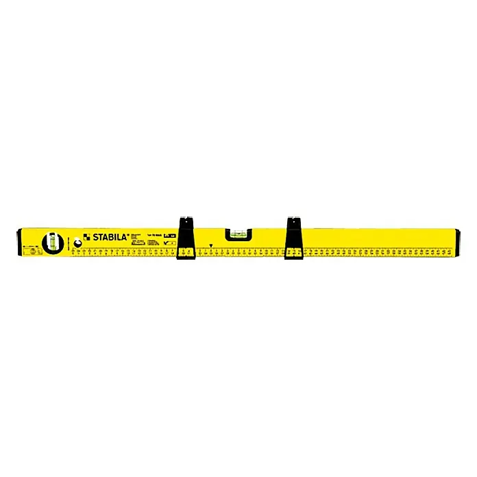 Stabila Markier-Wasserwaage Typ 70 MAS - Länge: 80 cm, Anzahl Libellen: 2 Stk. - Gelbe Stabila Wasserwaage mit schwarzen Halterungen für präzises Nivellieren und Messen, ideal für Baustellen und Heimwerker.