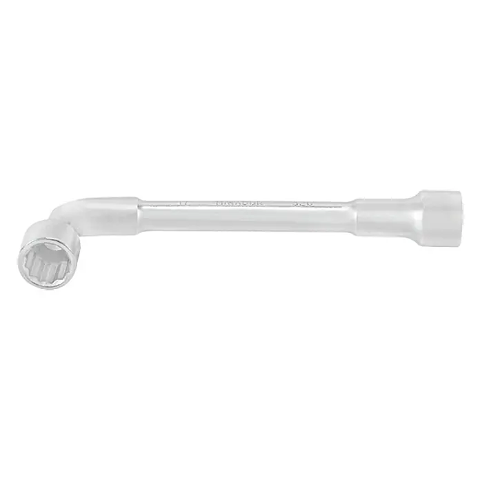 Matador Llave de pipa - Ancho de llave: 8 mm - La imagen muestra una llave de tubo, una herramienta para apretar o aflojar pernos y tuercas. La llave es de color plateado y tiene dos extremos.