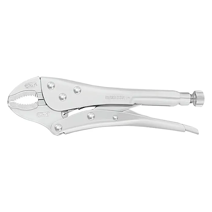 Matador Gripzange 10 - 250 mm - Eine silberfarbene GREY Matador Gripzange mit gezahntem Maul und Stellschraube zur präzisen Einstellung der Spannweite.
