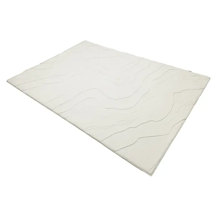 Kayoom Kurzflorteppich Cosmic 525 - Weiß, 230 x 160 cm, 85 % Polyester, 15 % Wolle - Rechteckige cremefarbene Matte mit dezentem Wellenmuster.