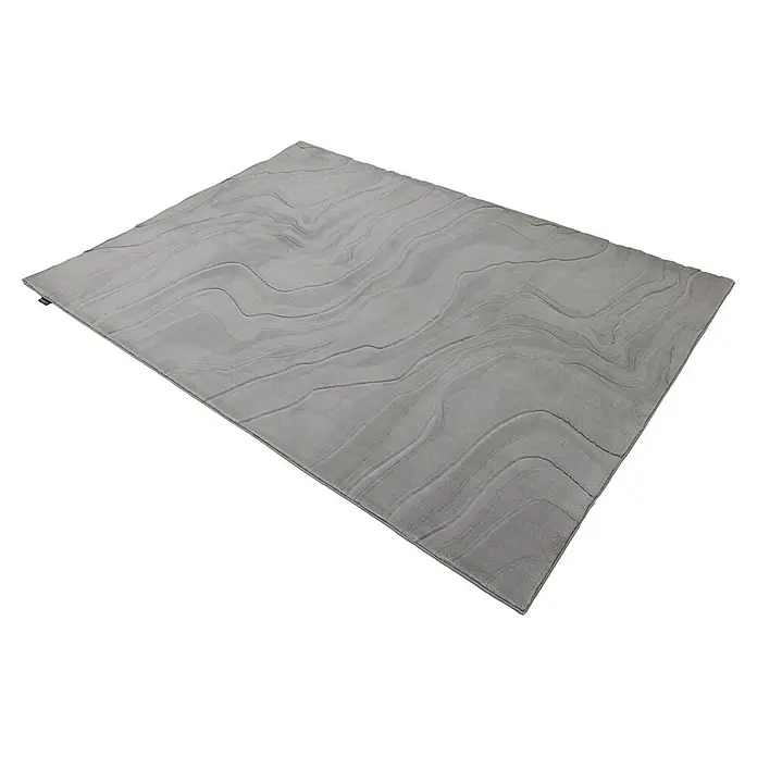 Kayoom Kurzflorteppich Cosmic 525 - Grau, 230 x 160 cm, 85 % Polyester, 15 % Wolle - Grauer Teppich mit einem dezenten Wellenmuster.