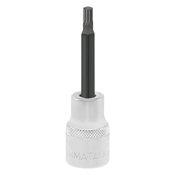 Matador Steckschlüsseleinsatz - M 10, Innenvielzahn XZN, ½″ - Das Bild zeigt einen MATADOR Torx-Bit-Einsatz, ein Werkzeug zum Schrauben mit Torx-Schrauben, vor einem neutralen Hintergrund.