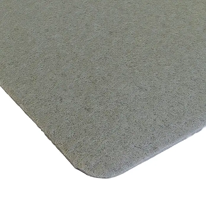 Moqueta a metros Convención Ferial - Ancho: 200 cm, 100% Polipropileno, Gris - Alfombra texturizada gris claro con superficie áspera y fibrosa y esquina redondeada.