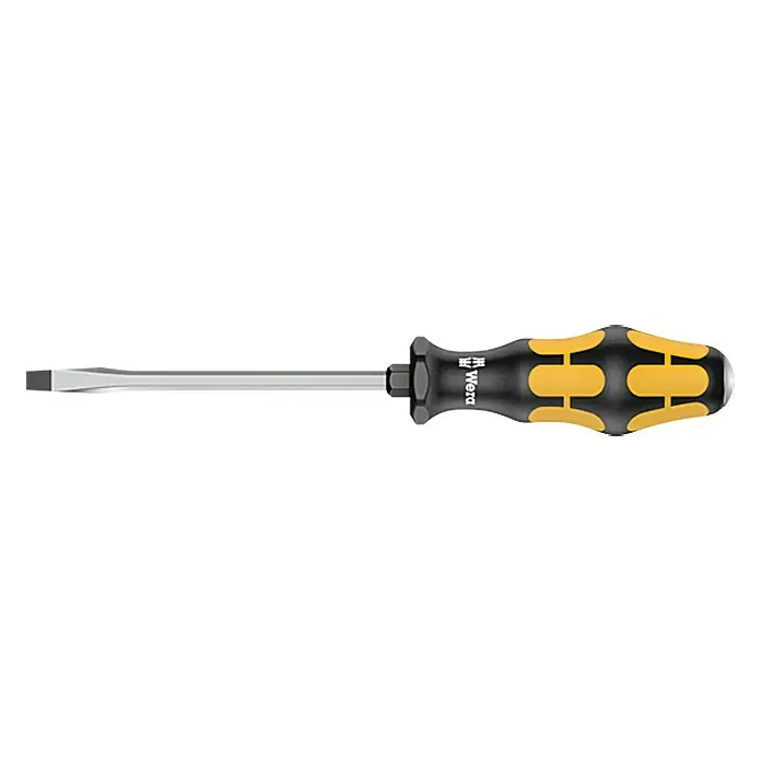 Wera Kraftform Plus Schraubmeißel 932 - Klingenbreite: 7 mm, Klingenlänge: 125 mm - Ein Wera Schlitzschraubendreher mit ergonomischem Griff für präzises Arbeiten und hohen Komfort.