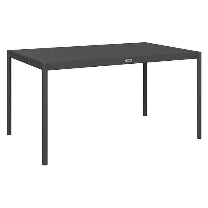 Furnicato Gartentisch - L x B x H: 145 x 90 x 74 cm, Rechteckig, Dunkelgrau - Dunkelgrauer rechteckiger Outdoor-Stehtisch mit Lattenrostplatte und vier geraden Beinen.