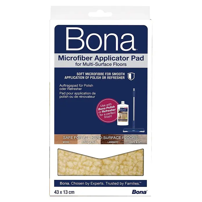 Bona Mikrofaser-Reinigungspad Intensivpflegepad - Passend für: Bona Mop-System - Bona Mikrofaser Applikatorpad, 43x13 cm. Gelbliches Mikrofaserpad zur Politur-/Auffrischer-Anwendung.