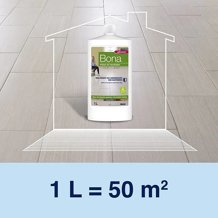 Bona Pflegemittel Stein, Fliesen & Laminat Polish - 1 l - Informationsansicht