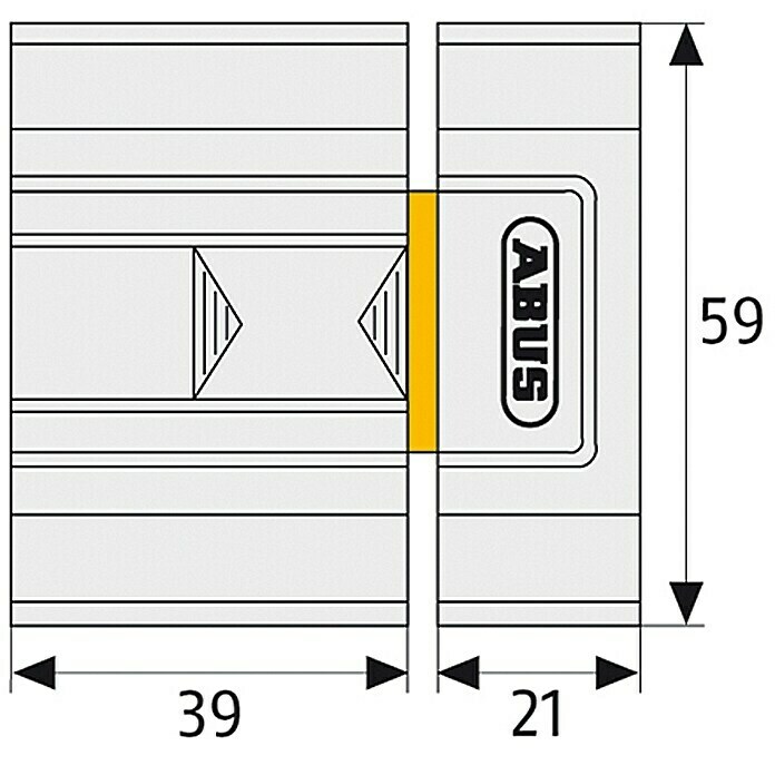 Abus Schieberiegel SR 30Innentür, Weiß Front View