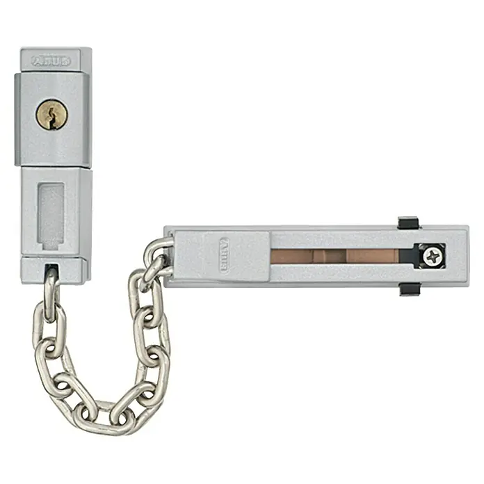 Abus Türkette SK 78 - Geeignet für: Nach innen öffnende Eingangstüren, Universell einsetzbar, Silber, Kettenlänge: 15,5 cm - Sicherheits-Türspaltsicherung von ABUS mit Kette und Schloss, um die Tür einen Spalt breit zu öffnen.