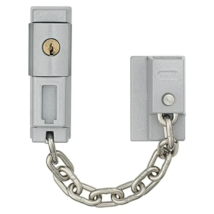 Abus Türkette SK 79 - Geeignet für: Nach innen öffnende Eingangstüren, Universell einsetzbar, Silber, Kettenlänge: 15 cm - Türspaltsicherung mit Kette aus Metall, inklusive Schlüssel, für erhöhte Sicherheit an der Haustür.