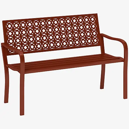 Furnicato Gartenbank 2-Sitzer aus Stahl, Rot