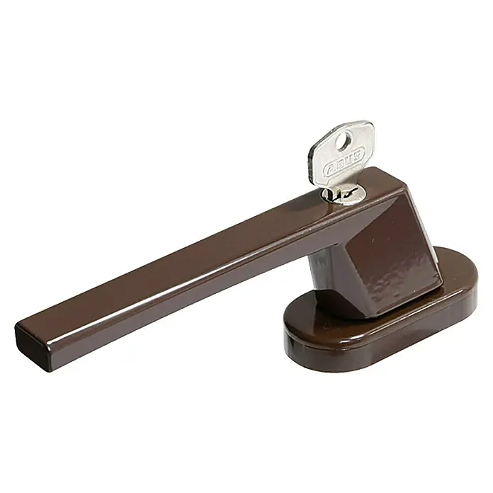 Abus Fenstergriff FG 110 - Braun, Abschließbar - Brauner Fenstergriff mit ABUS Schlüssel, der Sicherheit und Schutz für Ihr Zuhause bietet. Ideal für zusätzliche Sicherheit.