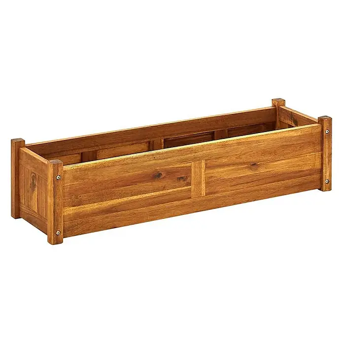 Furnicato Pflanzkübel aus Akazienholz, Braun, 100 x 30 x 25 cm -  - Langer rechteckiger Blumenkasten aus braunem Akazienholz.