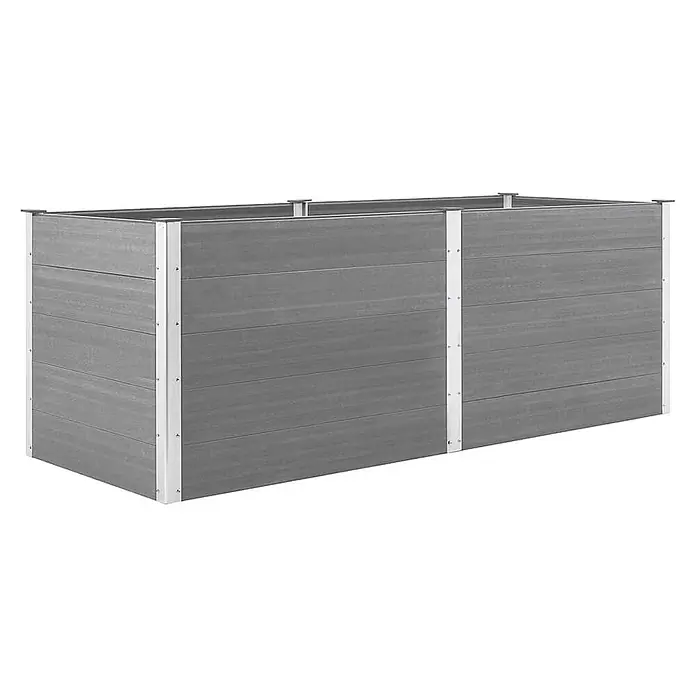 Furnicato Hochbeet - 100 x 250 x 91 cm, Verbundwerkstoff, Grau - Grau-farbenes Hochbeet aus WPC mit silbernen Metalleck- und Stützpfosten.