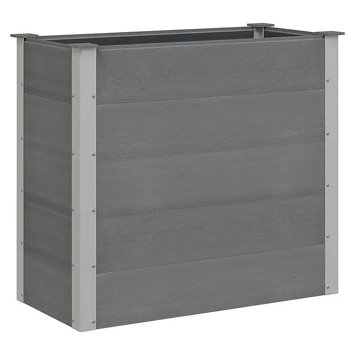 Furnicato Hochbeet - 50 x 100 x 91 cm, Verbundwerkstoff, Grau - Rechteckiges graues WPC-Hochbeet mit hellgrauen Metalleckstützen, ideal zum Bepflanzen.