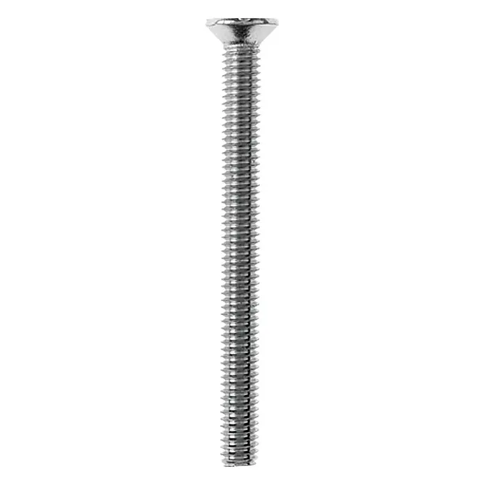 Profi Depot Gewindeschraube - Ø x L: 3 x 30 mm, 100 Stk., Edelstahl - Nahaufnahme einer Senkkopfschraube aus Metall mit durchgehendem Gewinde, ideal für Holz- und Metallarbeiten.