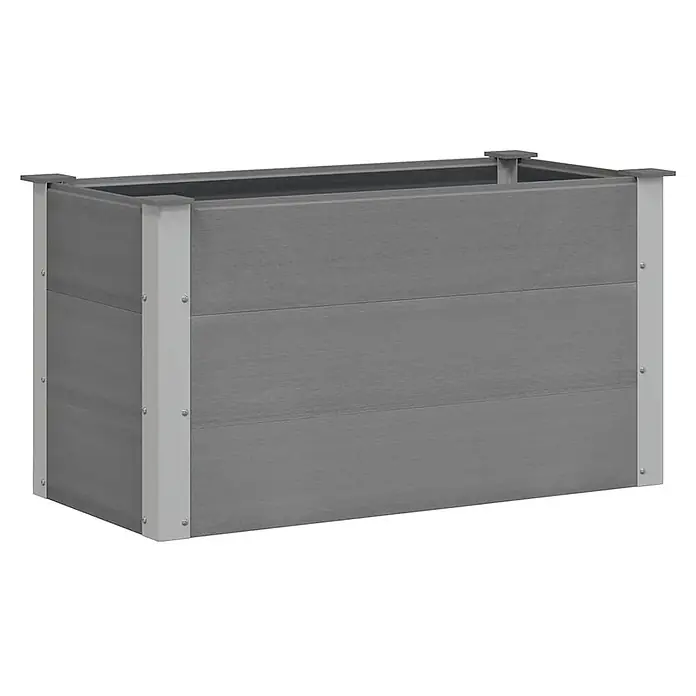 Furnicato Hochbeet - 100 x 50 x 54 cm, Verbundwerkstoff, Grau - Graues Hochbeet mit Eckstützen aus Metall.