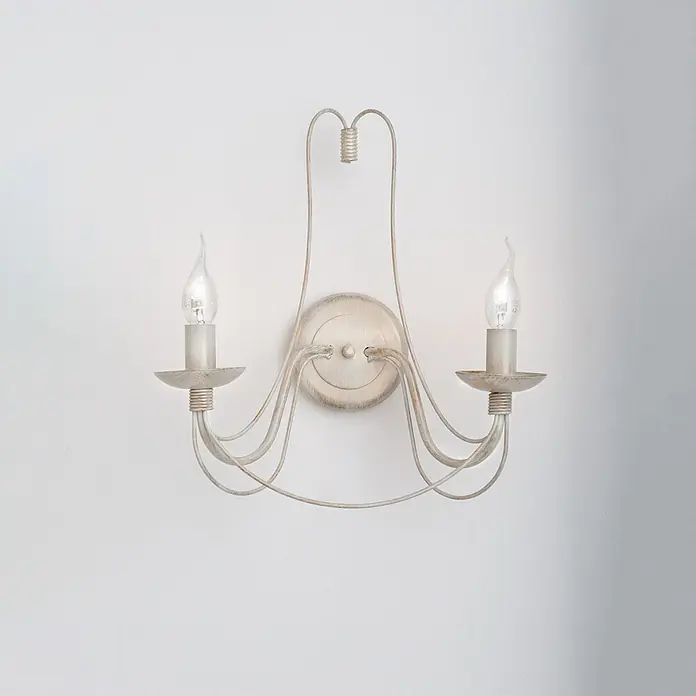 Orion Leuchten Wandleuchte - 40 W, L x B x H: 19 x 39 x 40 cm, E14 - Zweiflammige Wandleuchte aus antikweißem Metall mit Kerzenlampen.
