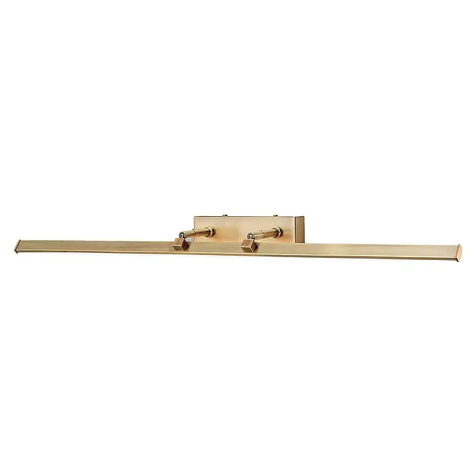 Orion Leuchten Wandleuchte - 15 W, L x B x H: 14,5 x 75 x 6 cm - Verstellbare Messing-Bilderleuchte mit zwei Armen und einer langen, horizontalen Lichtleiste.