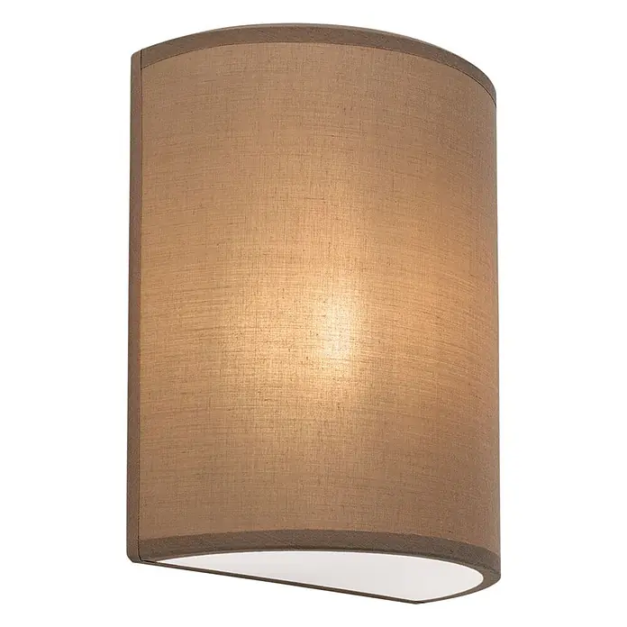 Orion Leuchten Wandleuchte - 9 W, L x B x H: 10 x 18 x 22 cm, E14 - Hellbraune Stoff-Wandleuchte mit sanftem Schein.