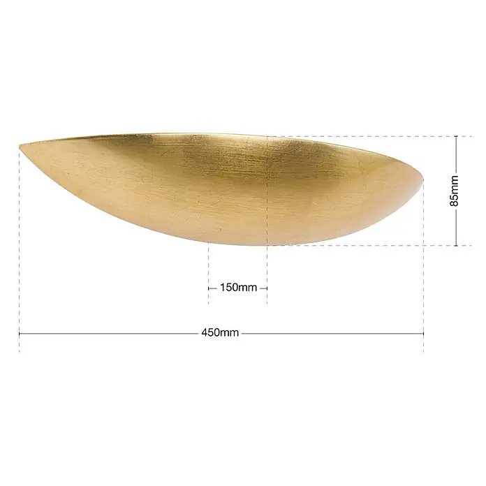 Orion Leuchten Wandleuchte - 150 W, L x B x H: 15 x 45 x 8,5 cm, R7s - Längliche goldene Dekoschale mit gebürsteter Textur, 450mm lang und 85mm hoch.