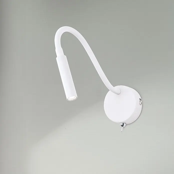 Orion Leuchten Wandleuchte - 3 W, L x B x H: 49 x 8 x 8 cm - Weiße Wandleuchte mit flexiblem Schwanenhalsarm, integriertem LED-Spot und Zugschalter.