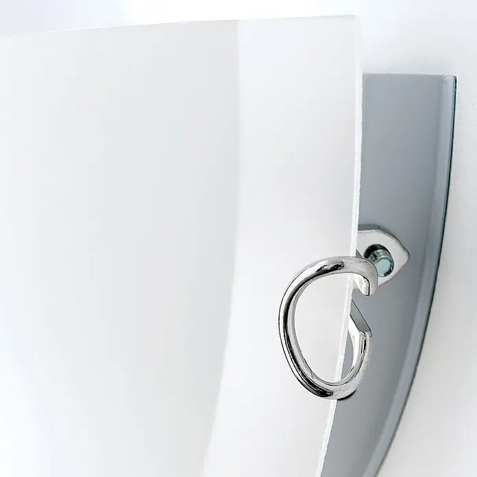 Orion Leuchten Wandleuchte - 60 W, L x B x H: 9,5 x 30 x 15 cm, E27 - Durchsichtige weiße Platte mit glänzendem silbernen Metallhaken zum Aufhängen oder Befestigen.