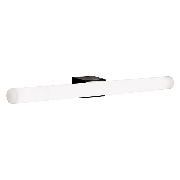 Orion Leuchten Wandleuchte - 60 W, L x B x H: 7 x 50 x 3,8 cm, S14d - Moderne lineare Spiegelleuchte mit weißem Diffusor und dunklem, rechteckigem Sockel.