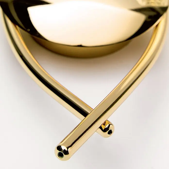 Orion Leuchten Wandleuchte - 28 W, L x B x H: 9 x 26 x 35 cm, G9 - Polierter, goldfarbener Metallständer mit sich kreuzenden Rohrarmen, die eine runde Schale tragen. Die Arme haben dreifache Diffusorspitzen.