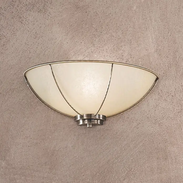Orion Leuchten Wandleuchte - 60 W, L x B x H: 16 x 31 x 13 cm, E27 - Wandleuchte mit gebogenem, mattiertem Glasschirm und gebürstetem Metallrahmen.