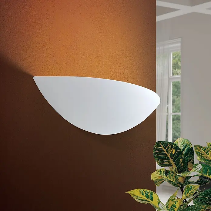 Orion Leuchten Wandleuchte - 150 W, L x B x H: 15 x 45 x 8,5 cm, R7s - Weiße, geschwungene Wandleuchte, an der Wand montiert, die indirekt nach oben leuchtet.