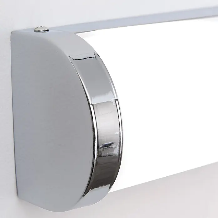 Orion Leuchten Wandleuchte - 40 W, L x B x H: 7 x 41 x 10 cm, G9 - Verchromte Metall-Wandhalterung mit einem weißen rechteckigen Leuchtelement.
