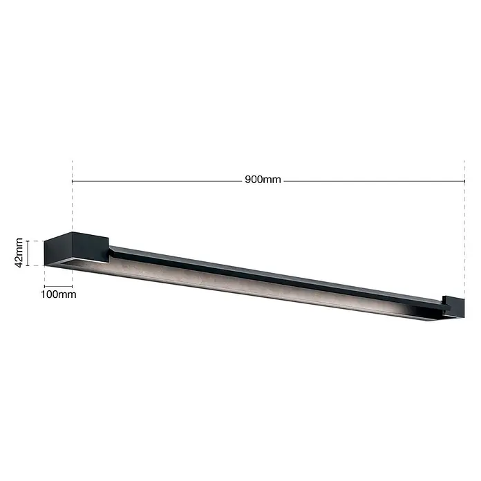 Orion Leuchten Spiegelleuchte MARILYN Schwarz B 90 cm -  - Schwarzes lineares LED-Profil mit metallischem Interieur, 900mm lang, 42mm hoch und 100mm breit.