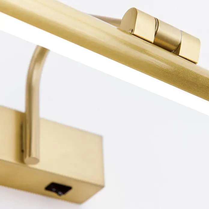 Orion Leuchten Wandleuchte - 6 W, L x B x H: 18,5 x 30 x 10 cm - Goldene Bilderleuchte aus Messing mit integriertem LED-Streifen und Kippschalter an der Basis.