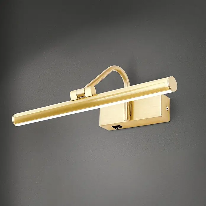 Orion Leuchten Wandleuchte - 6 W, L x B x H: 18,5 x 30 x 10 cm - Wandmontierte LED-Bilderleuchte aus Messing mit linearem Design und Ein-/Ausschalter an der Basis.
