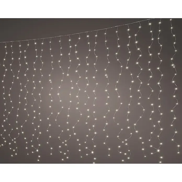 Lumineo Cascada de luz LED Curtain - Para exterior, Blanco cálido, Número de bombillas: 100 ud., Ancho: 90 cm - Cortina de luces LED de cadena blanco cálido.