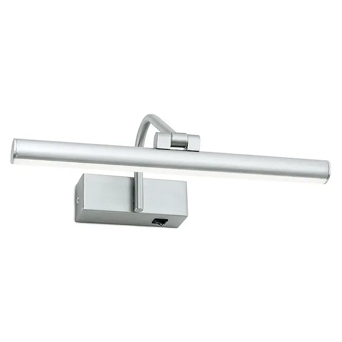 Orion Leuchten Wandleuchte - 6 W, L x B x H: 18,5 x 30 x 10 cm - Silberne Bilderleuchte aus gebürstetem Aluminium mit integrierter Lichtleiste und Bodenschalter.