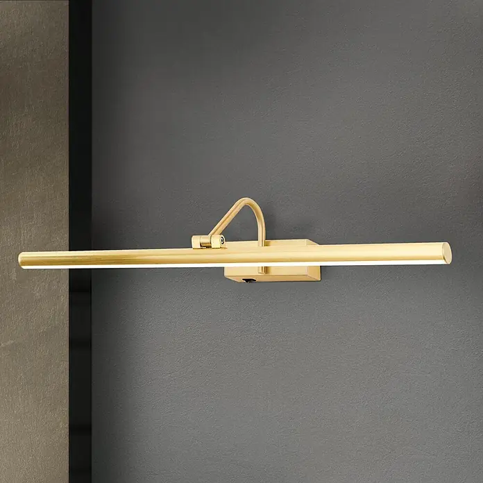 Orion Leuchten Wandleuchte - 12 W, L x B x H: 19 x 60 x 10 cm - Elegante, goldfarbene LED-Bilderleuchte mit verstellbarem Arm und integrierter Lichtleiste.