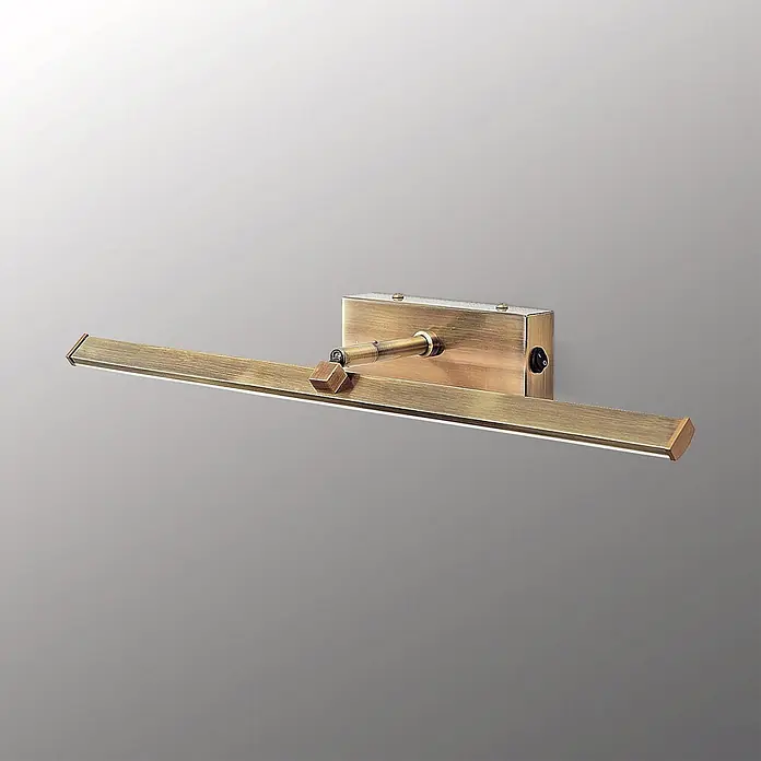 Orion Leuchten Wandleuchte - 10 W, L x B x H: 14,5 x 50 x 6 cm - Eine wandmontierte Bilderleuchte aus Antikmessing mit verstellbarem Arm, integriertem LED-Streifen und Ein-/Ausschalter.