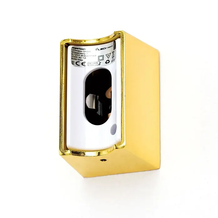Orion Leuchten Wandleuchte - 60 W, L x B x H: 7 x 50 x 3,8 cm, S14d - Goldfarbene, wandmontierte Elektroarmatur mit offener Fassung.
