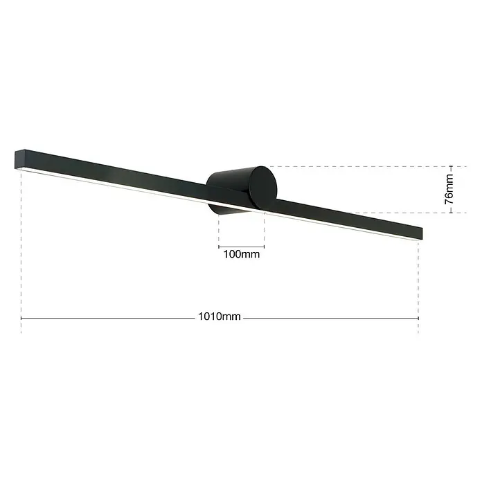 Orion Leuchten Wandleuchte - 24 W, L x B x H: 10 x 101 x 7,6 cm - Schwarze lineare LED-Leuchte mit zylindrischer Mittelhalterung, Maße: 1010mm Länge, 76mm Höhe.