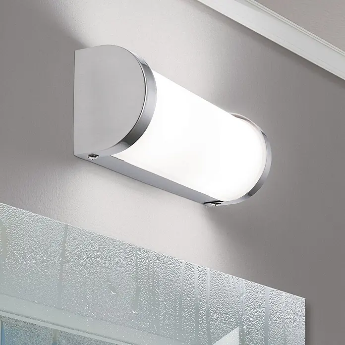 Orion Leuchten Wandleuchte - 40 W, L x B x H: 7 x 25,5 x 10 cm, G9 - Badezimmer-Wandleuchte aus gebürstetem Metall mit Diffusor, beleuchtet einen beschlagenen Spiegel.