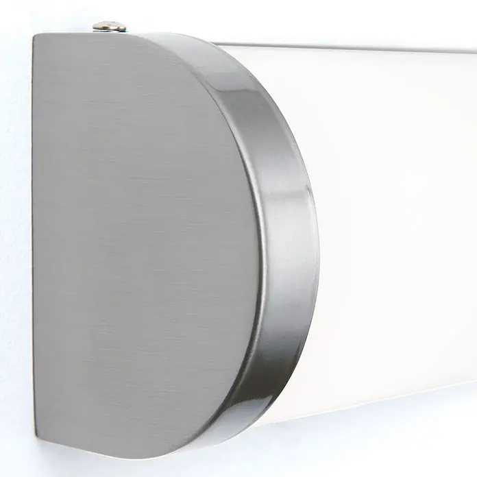 Orion Leuchten Wandleuchte - 40 W, L x B x H: 7 x 25,5 x 10 cm, G9 - Längliche Wandleuchte aus gebürstetem Metall mit D-förmigem Gehäuse und weißem Diffusor.