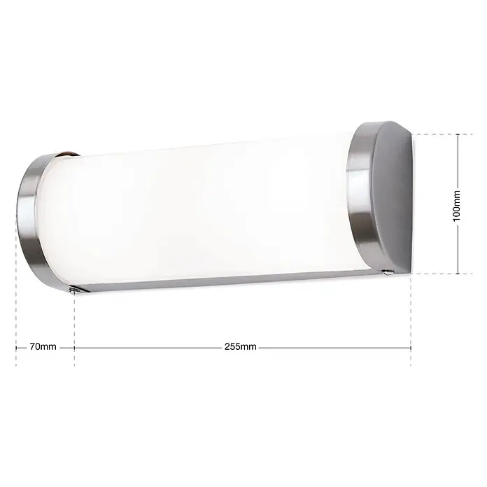 Orion Leuchten Wandleuchte - 40 W, L x B x H: 7 x 25,5 x 10 cm, G9 - Wandleuchte aus gebürstetem Metall mit weißem Diffusor, ca. 255x100x70mm.