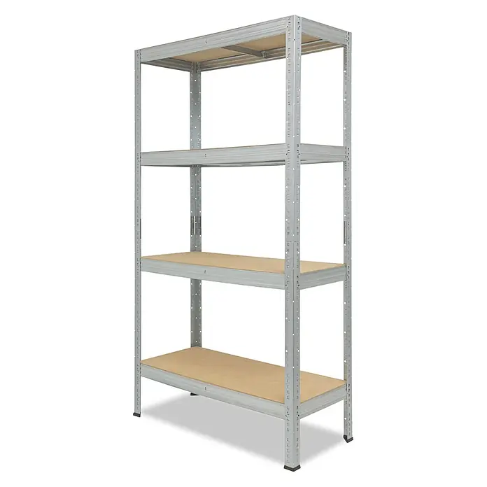 shelfplaza Schwerlastregal PRO - H x B x T: 155 x 70 x 60 cm, Traglast pro Boden: 200 kg, Anzahl Böden: 4 Stk., Stecken, verzinkt - Vierstöckiges, verzinktes Metallregal mit hellen Holzablagen zur Lagerung.