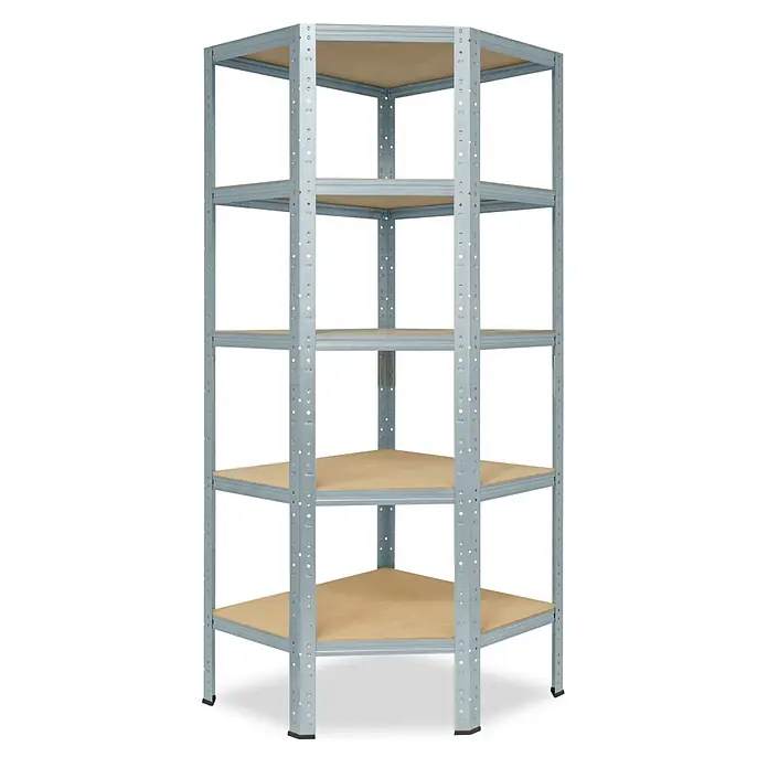 shelfplaza Eckregal Home verzinkt 180x60x30 cm, 5 Böden 175 kg -  - Eckregal aus Metall mit Holzablagen.